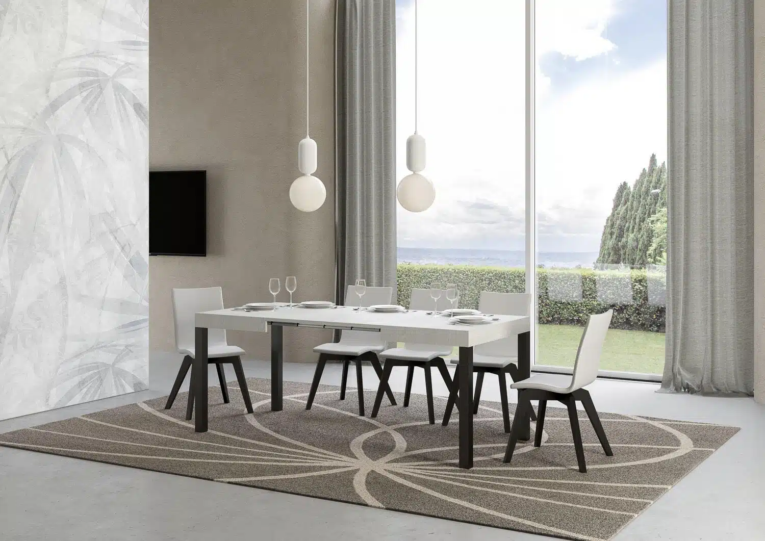 Tavolo allungabile 110/194x70 cm Everyday bianco frassino gambe antracite - immagine 3