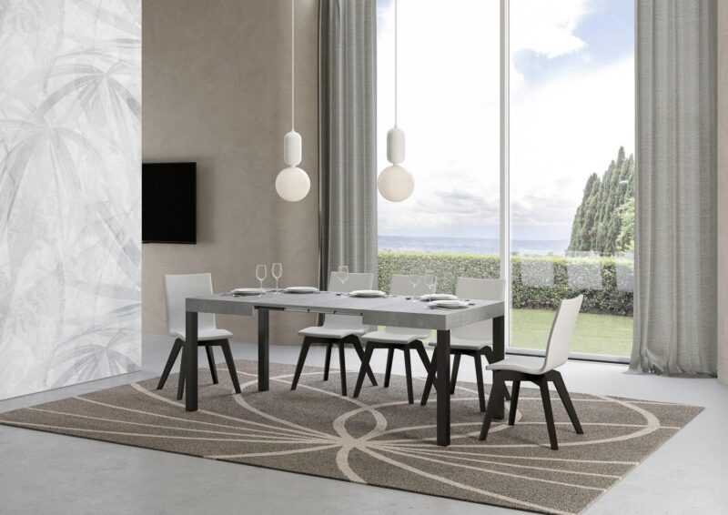Tavolo allungabile 110/194x70 cm Everyday cemento gambe antracite - immagine 3