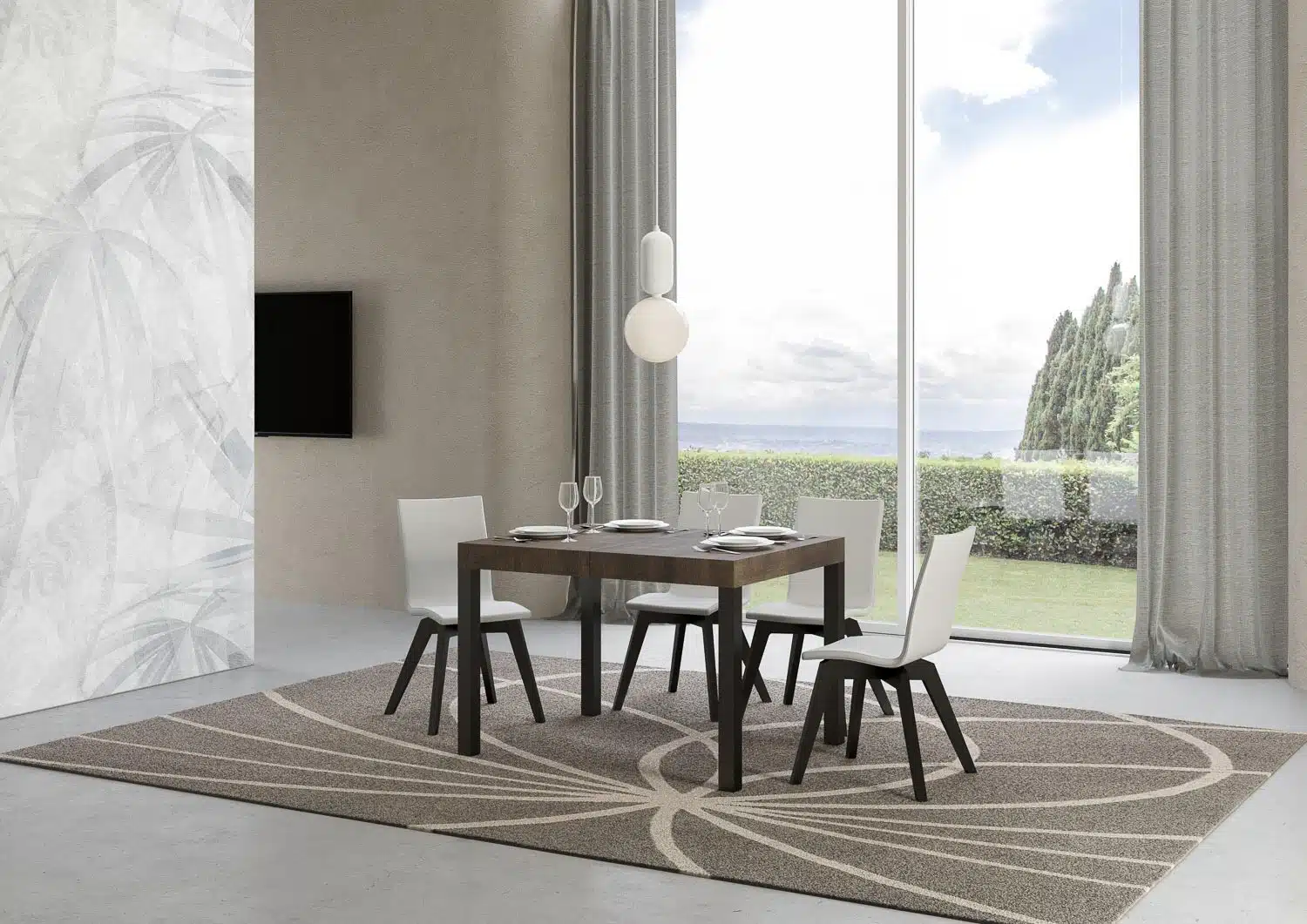 Tavolo allungabile 120/204x80 cm Everyday noce gambe antracite - immagine 2