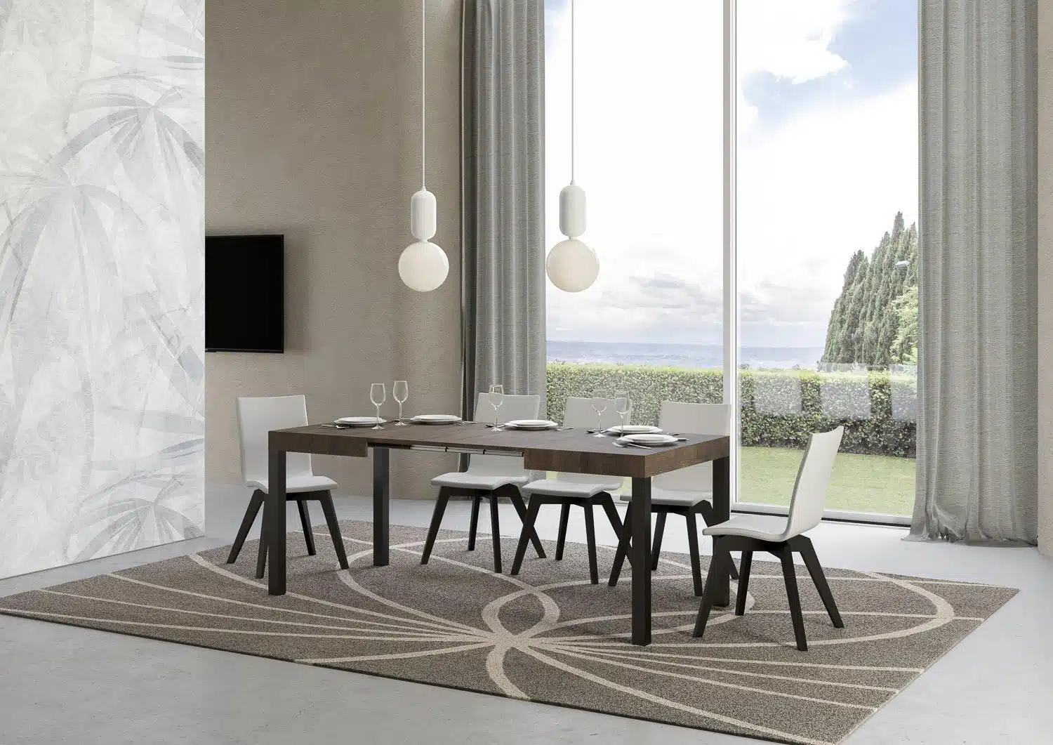Tavolo allungabile 120/204x80 cm Everyday noce gambe antracite - immagine 3