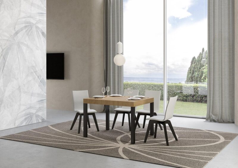 Tavolo allungabile 120/204x80 cm Everyday quercia natura gambe antracite - immagine 2