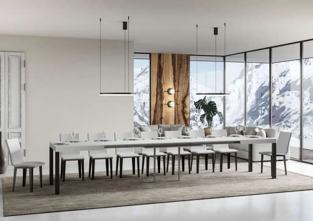 Tavolo allungabile 160/420x90 cm Everyday bianco frassino gambe antracite - foto 4