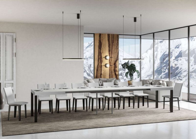 Tavolo allungabile 140/400x90 cm Everyday bianco frassino gambe antracite - immagine 4
