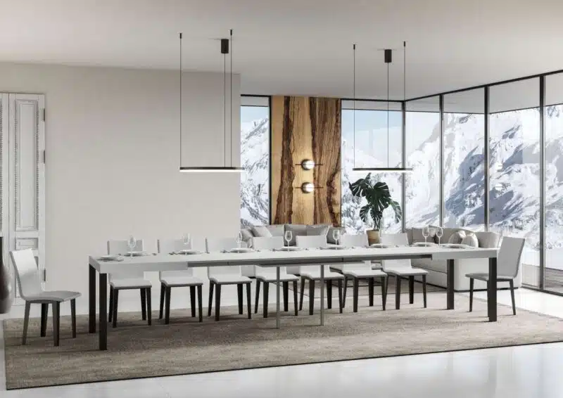 Tavolo allungabile 160/420x90 cm Everyday bianco frassino gambe antracite - foto 4