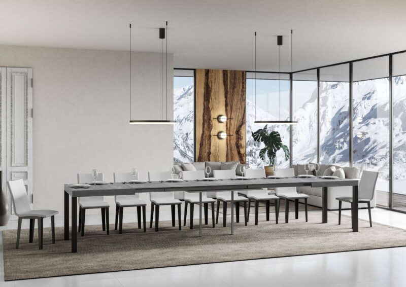 Tavolo allungabile 140/400x90 cm Everyday cemento gambe antracite - immagine 4