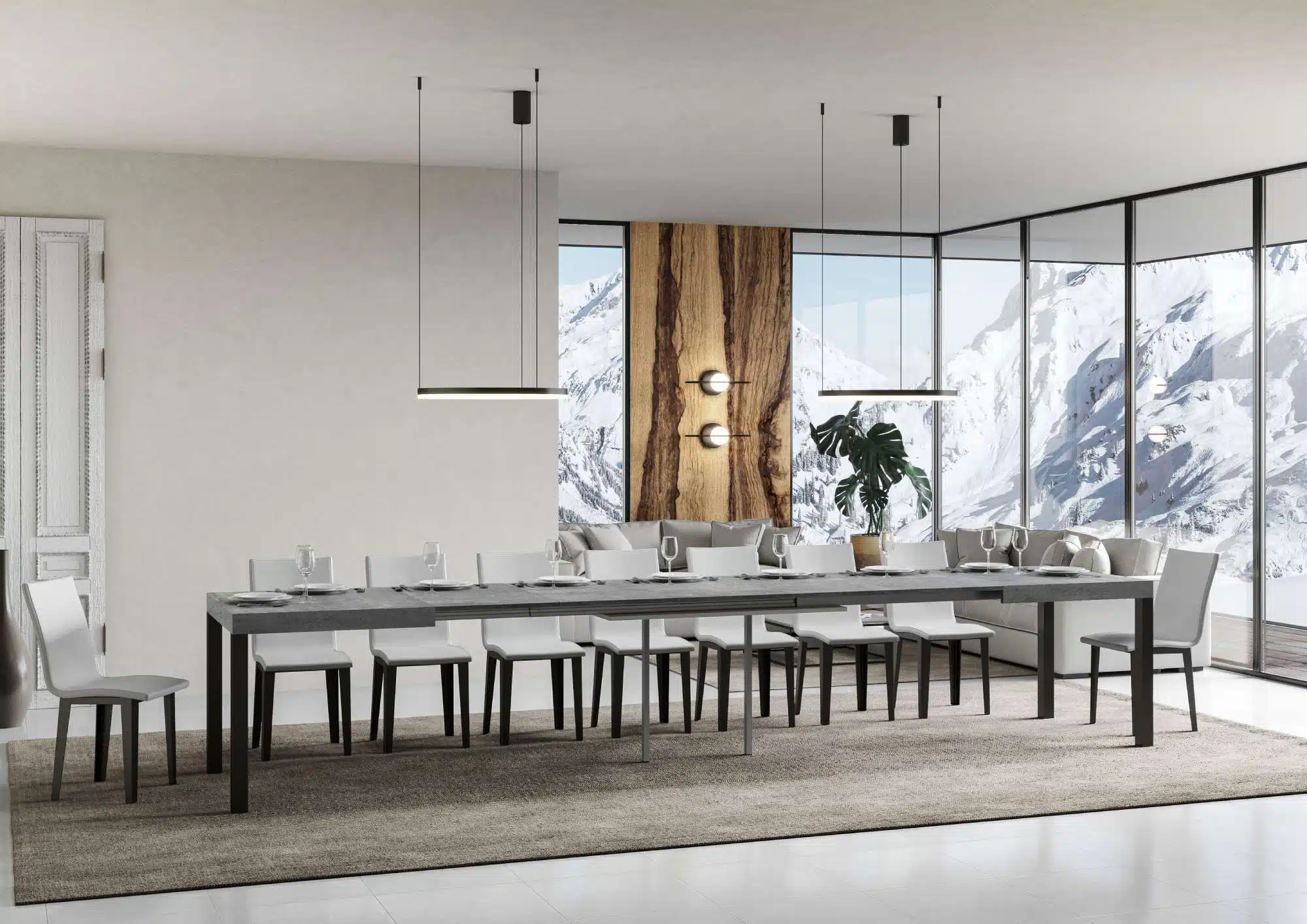 Tavolo allungabile 180/440x90 cm Everyday cemento gambe antracite - immagine 4