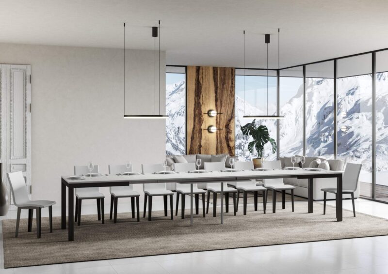 Tavolo allungabile 120/380x90 cm Everyday Evolution bianco frassino telaio e gambe antracite - immagine 4