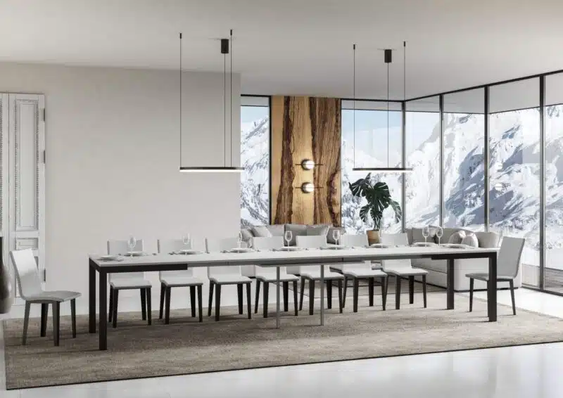 Tavolo allungabile 120/380x90 cm Everyday Evolution bianco frassino telaio e gambe antracite - foto 4