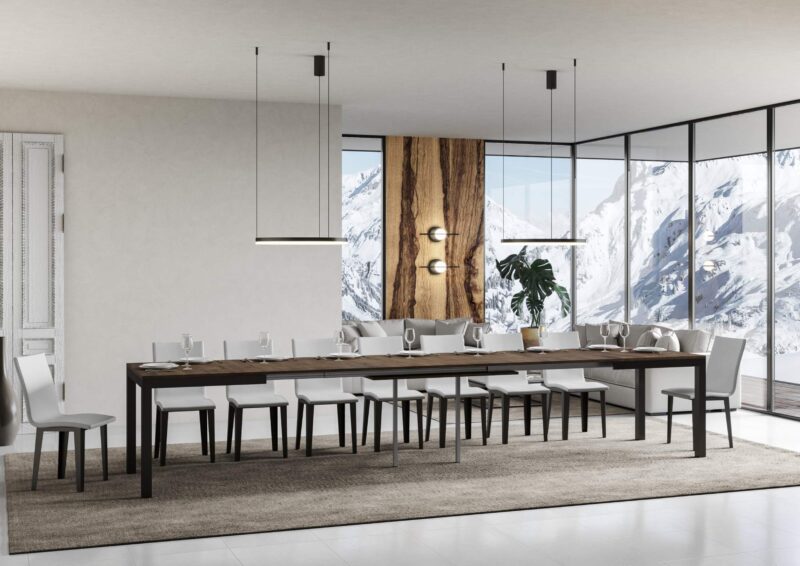 Tavolo allungabile 120/380x90 cm Everyday Evolution noce telaio e gambe antracite - immagine 4