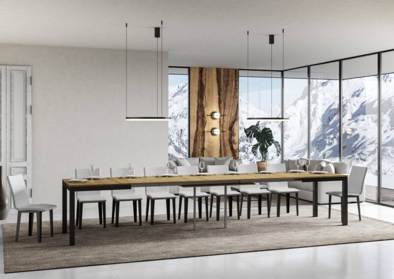 Tavolo allungabile 120/380x90 cm Everyday Evolution quercia natura telaio e gambe antracite - immagine 4