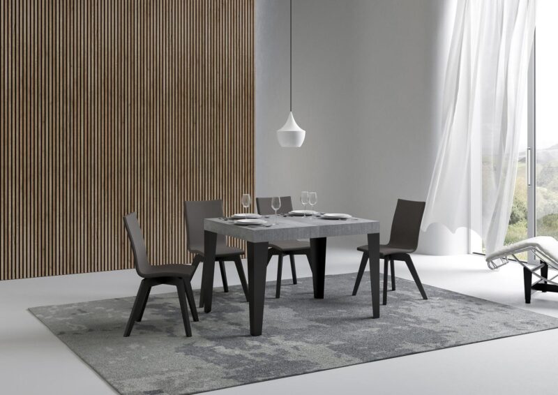 Tavolo allungabile 110/194x70 cm Flame cemento gambe antracite - immagine 2