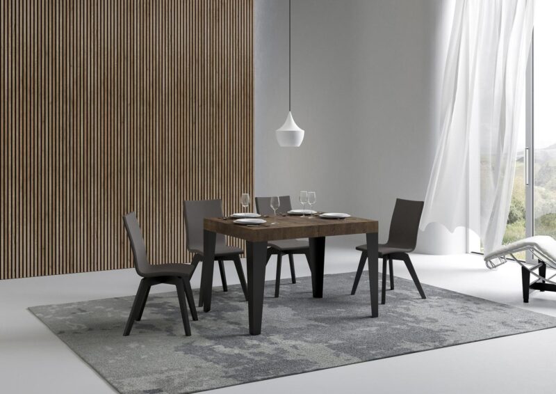 Tavolo allungabile 120/204x80 cm Flame noce gambe antracite - immagine 2