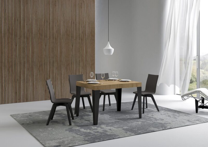 Tavolo allungabile 120/204x80 cm Flame quercia natura gambe antracite - immagine 2