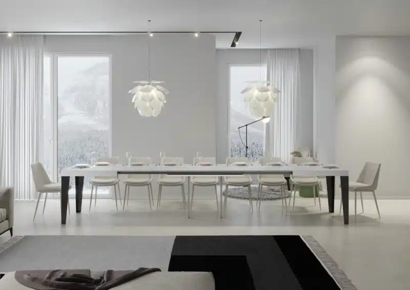Tavolo allungabile 160/420x90 cm Flame bianco frassino gambe antracite - foto 4