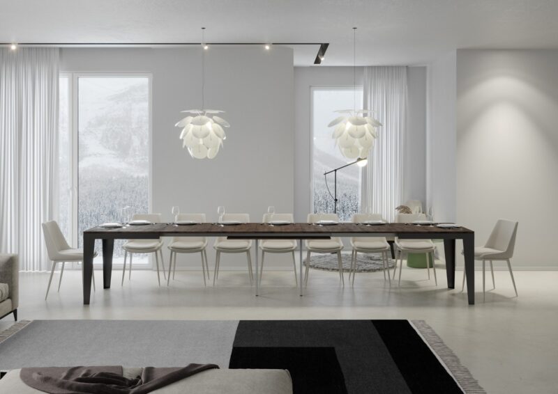 Tavolo allungabile 180/440x90 cm Flame Evolution noce telaio e gambe antracite - immagine 4