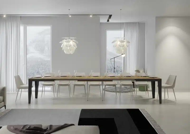 Tavolo allungabile 180/440x90 cm Flame Evolution quercia natura telaio e gambe antracite - foto 4