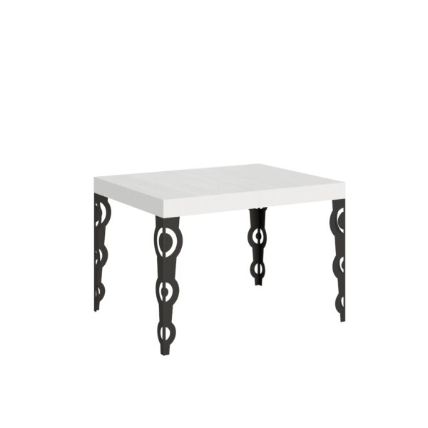 Tavolo allungabile 120/204x80 cm Karamay bianco frassino gambe antracite