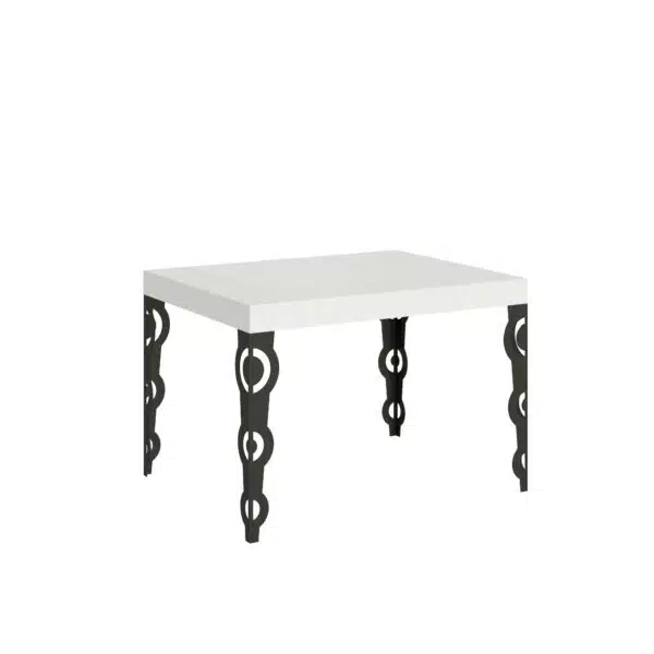 Tavolo allungabile 120/204x80 cm Karamay bianco frassino gambe antracite