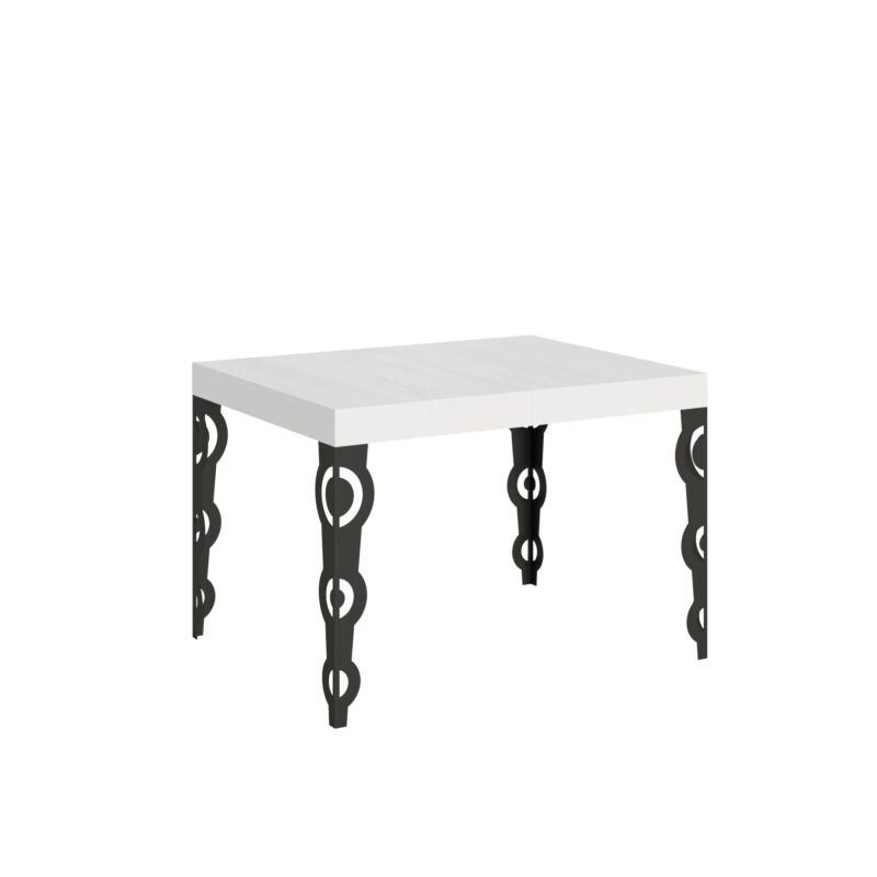 Tavolo allungabile 110/194x70 cm Karamay bianco frassino gambe antracite