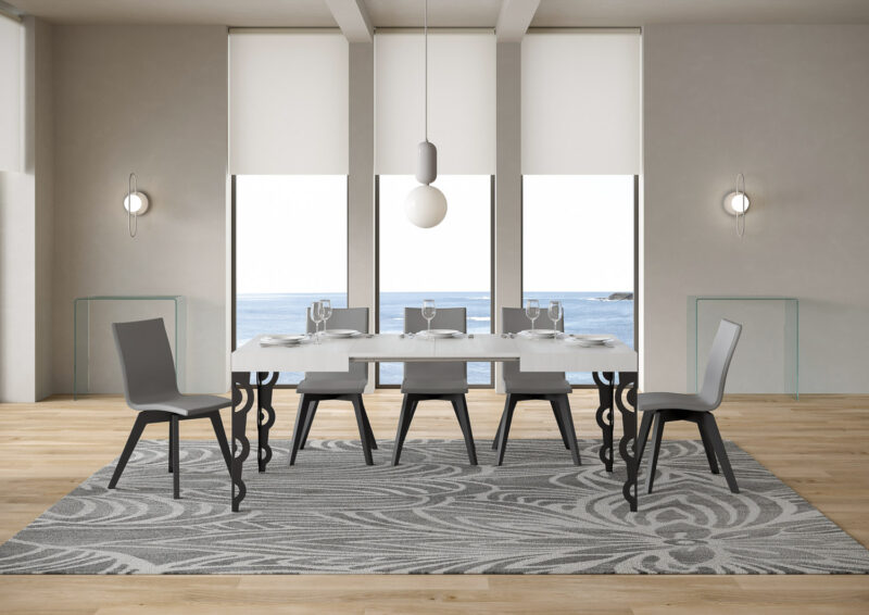Tavolo allungabile 110/194x70 cm Karamay bianco frassino gambe antracite - immagine 3