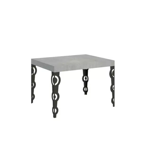 Tavolo allungabile 120/204x80 cm Karamay cemento gambe antracite