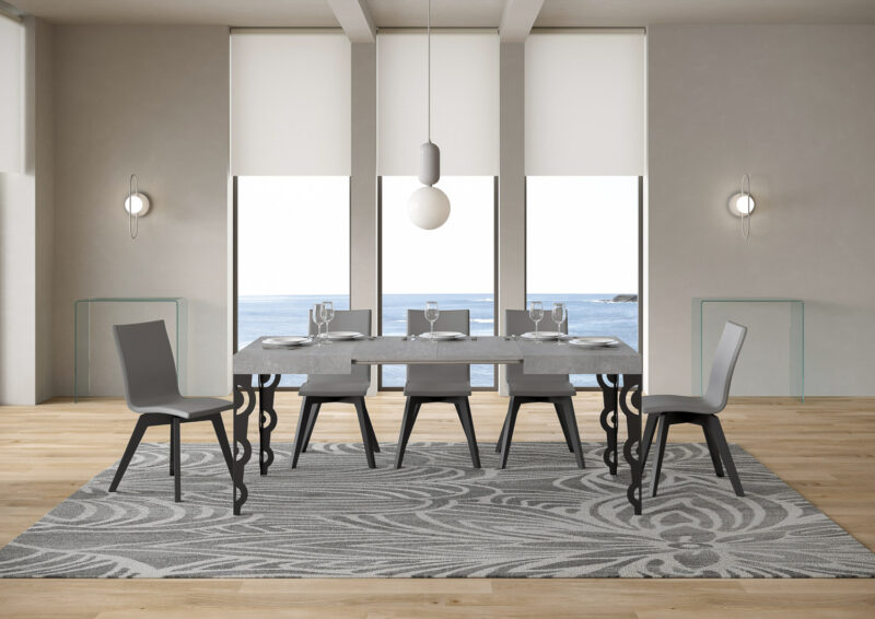 Tavolo allungabile 110/194x70 cm Karamay cemento gambe antracite - immagine 3