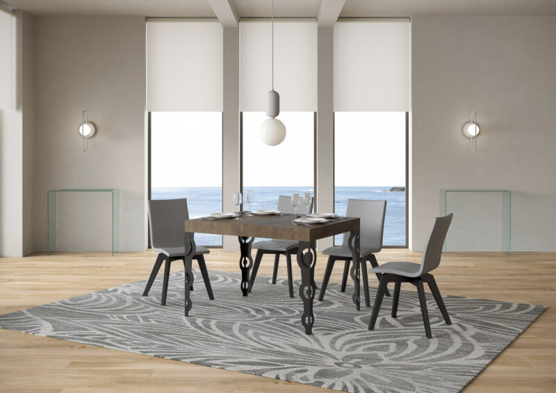 Tavolo allungabile 120/204x80 cm Karamay noce gambe antracite - immagine 2