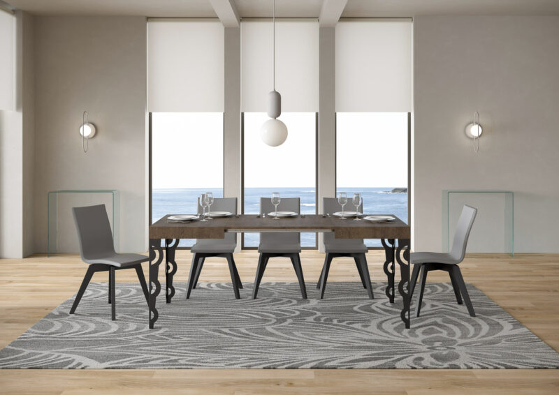 Tavolo allungabile 120/204x80 cm Karamay noce gambe antracite - immagine 3