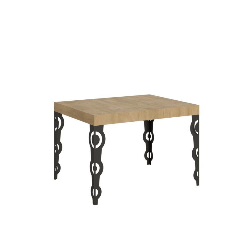 Tavolo allungabile 120/204x80 cm Karamay quercia natura gambe antracite