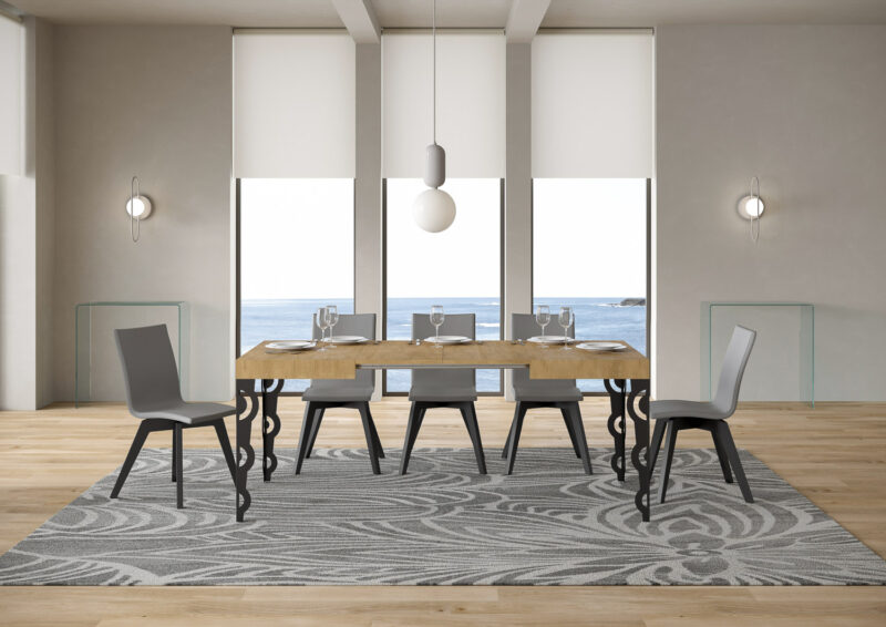 Tavolo allungabile 120/204x80 cm Karamay quercia natura gambe antracite - immagine 3
