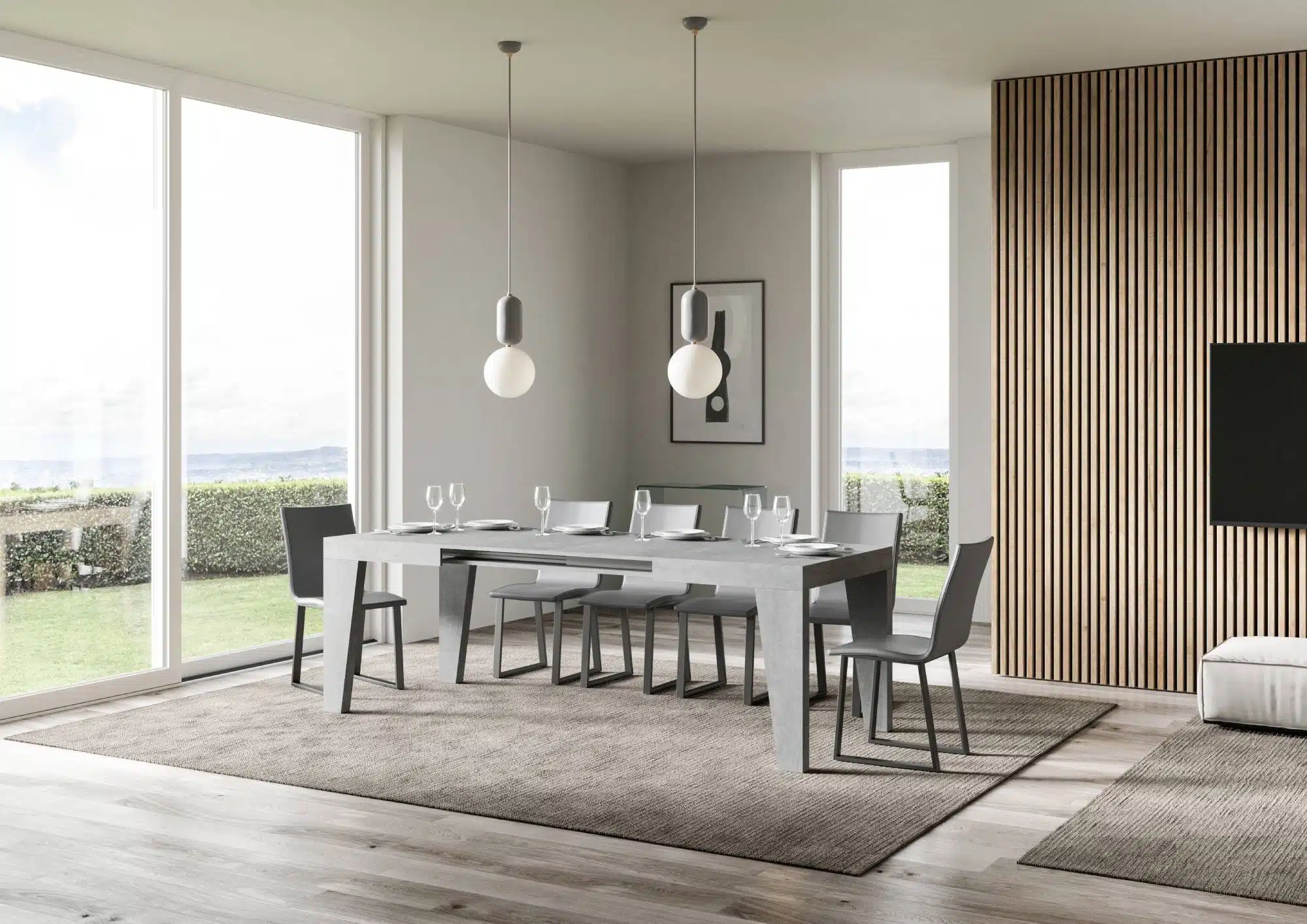 Tavolo allungabile 140/244x90 cm Naxy cemento - immagine 3