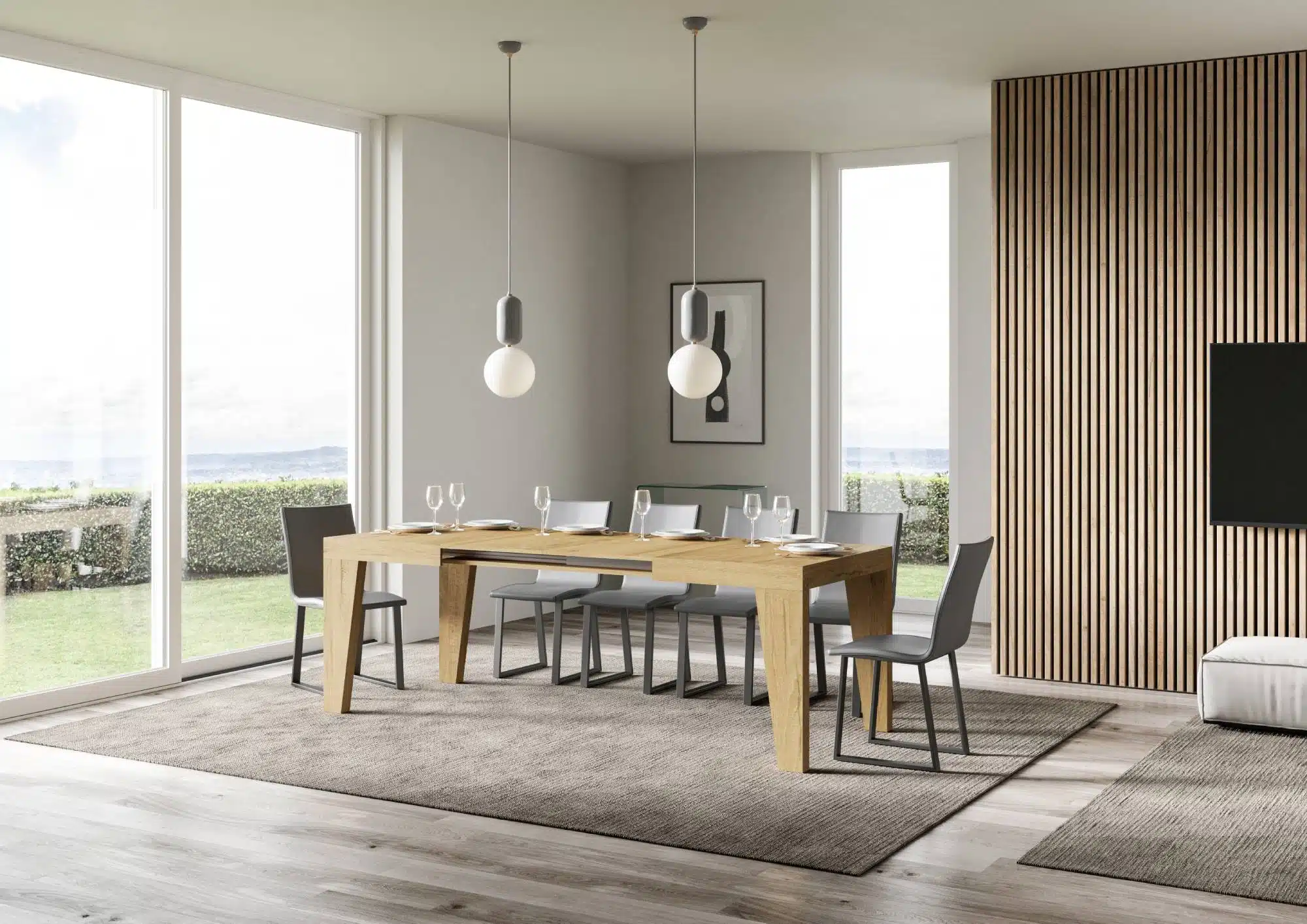 Tavolo allungabile 140/244x90 cm Naxy quercia natura - immagine 3