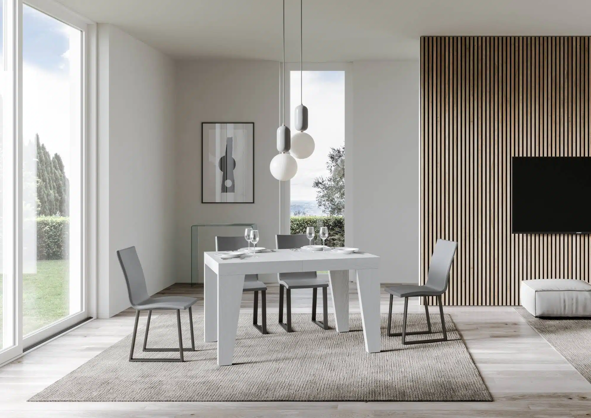 Tavolo allungabile 130/234x90 cm Naxy bianco frassino - immagine 2