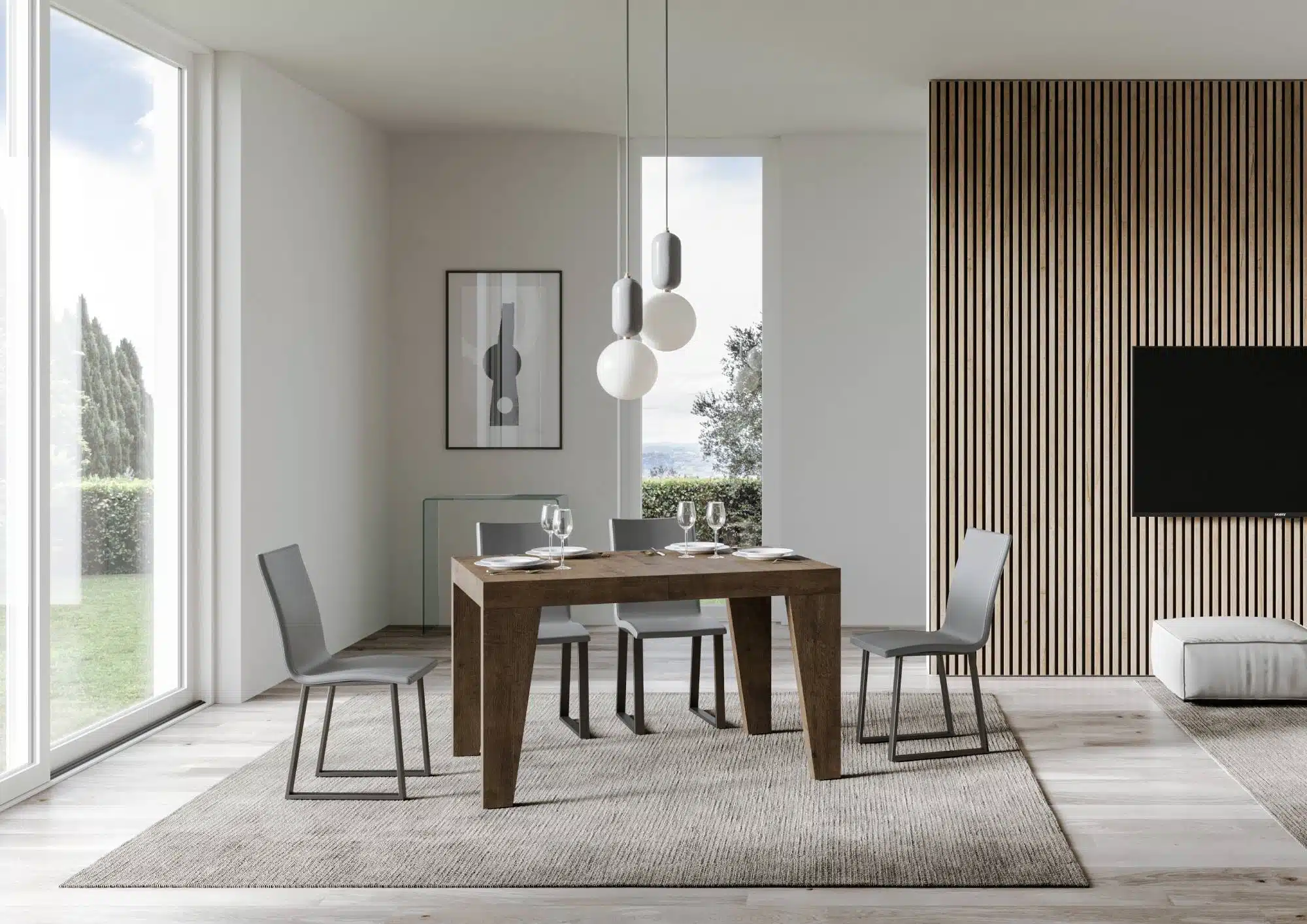 Tavolo allungabile 140/244x90 cm Naxy noce - immagine 2