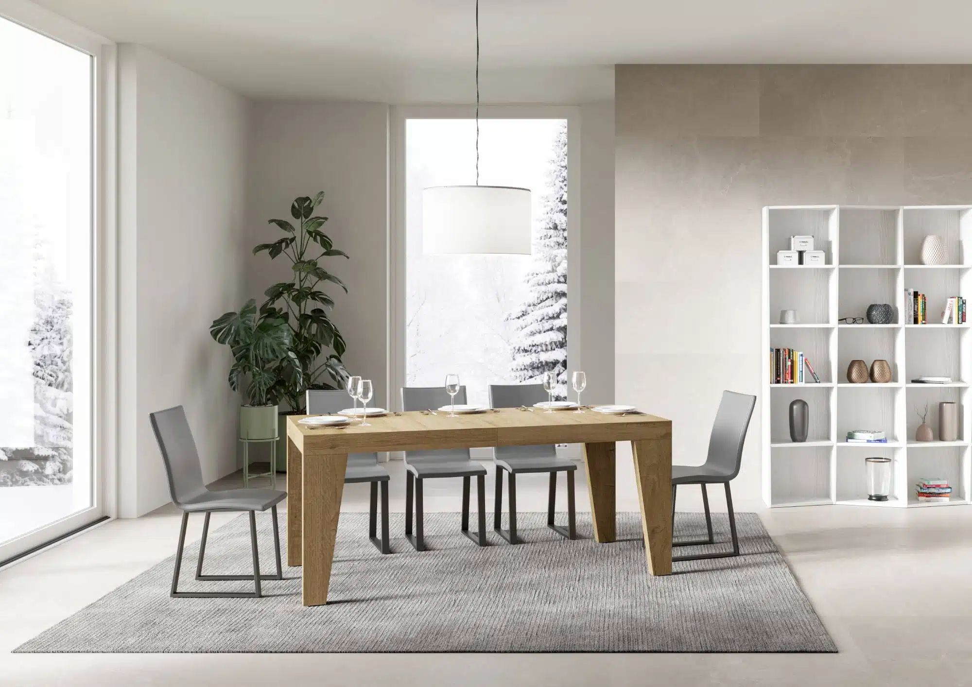 Tavolo allungabile 200/460x90 cm Naxy quercia natura - immagine 2