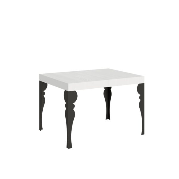 Tavolo allungabile 120/204x80 cm Paxon bianco frassino gambe antracite