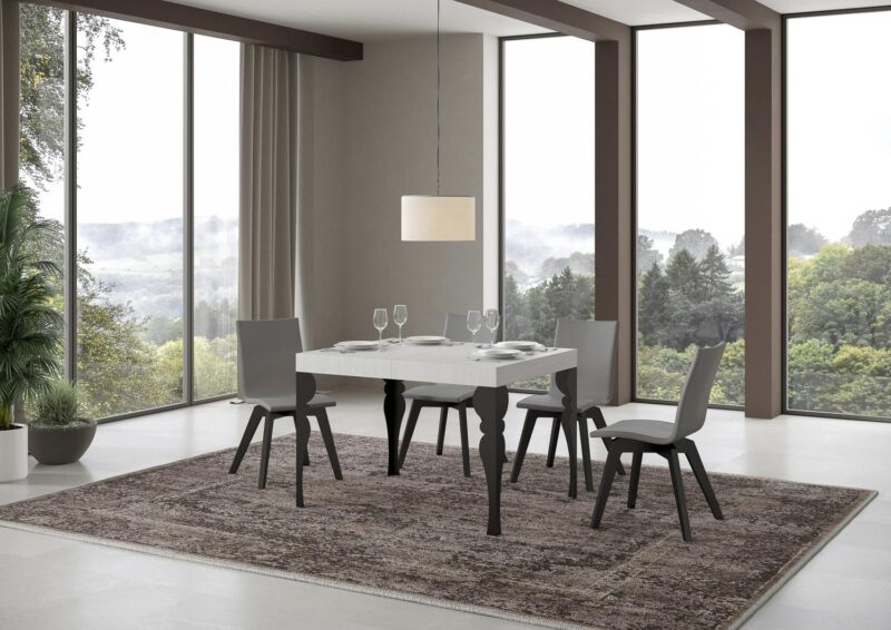 Tavolo allungabile 120/204x80 cm Paxon bianco frassino gambe antracite - immagine 2