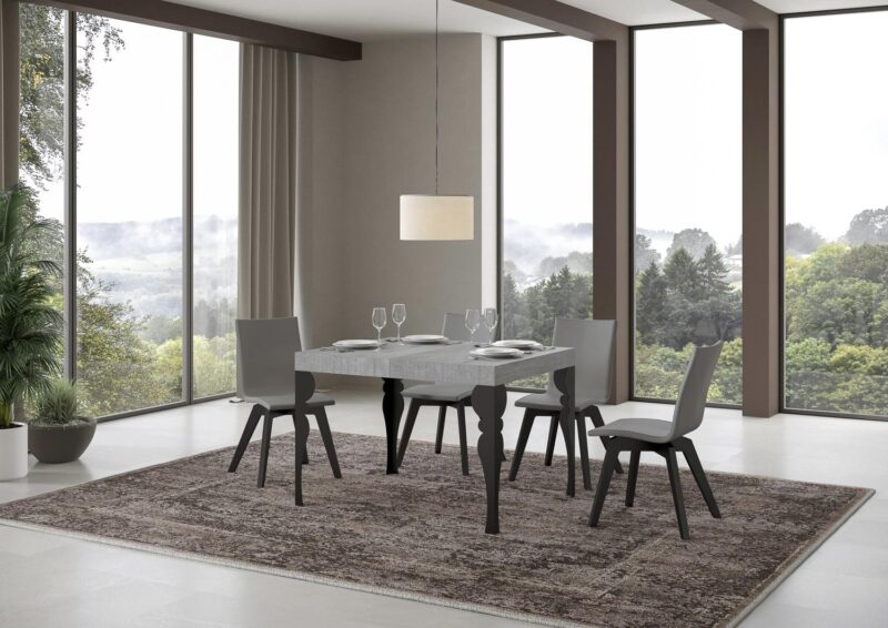 Tavolo allungabile 110/194x70 cm Paxon cemento gambe antracite - immagine 2