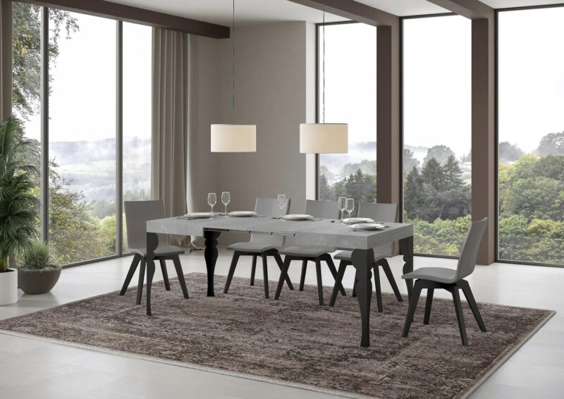 Tavolo allungabile 110/194x70 cm Paxon cemento gambe antracite - immagine 3
