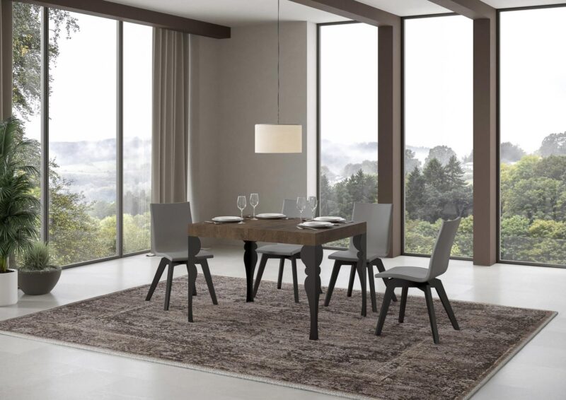 Tavolo allungabile 110/194x70 cm Paxon noce gambe antracite - immagine 2