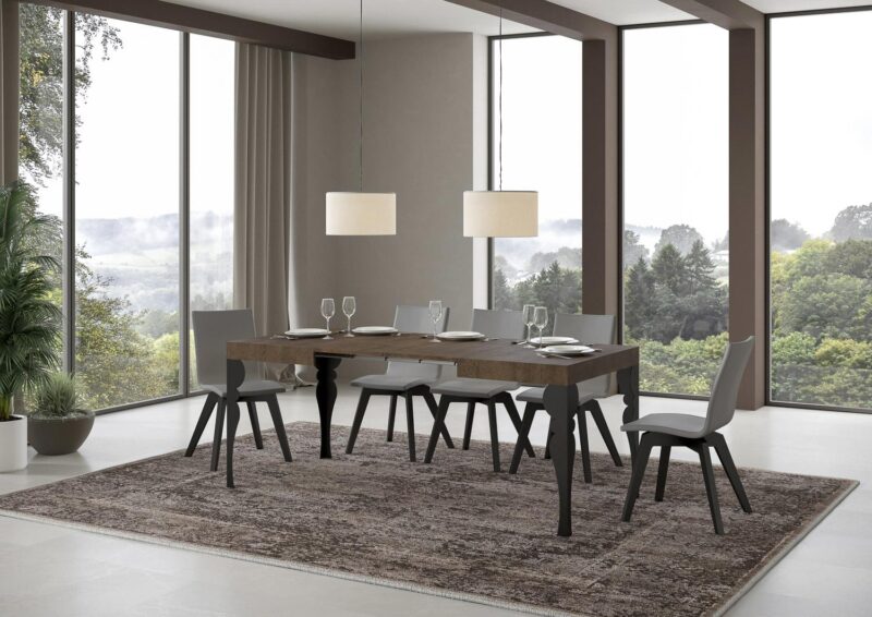 Tavolo allungabile 110/194x70 cm Paxon noce gambe antracite - immagine 3