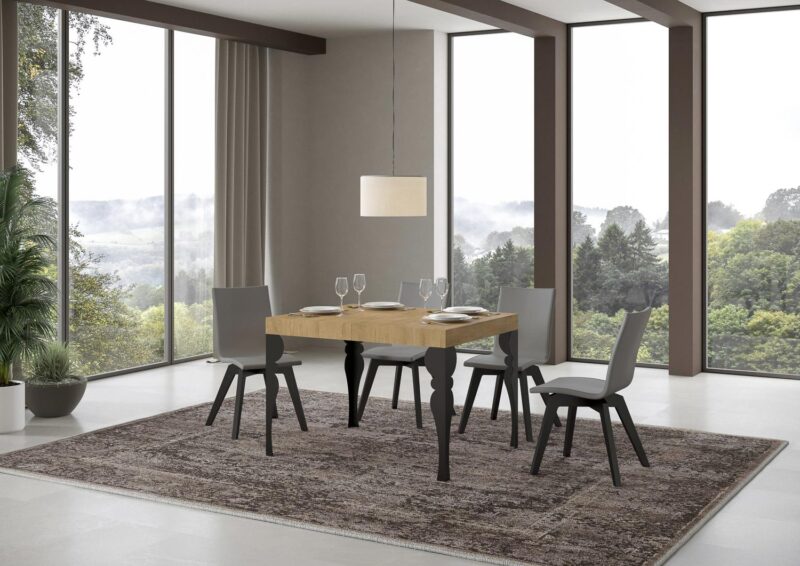 Tavolo allungabile 110/194x70 cm Paxon quercia natura gambe antracite - immagine 2