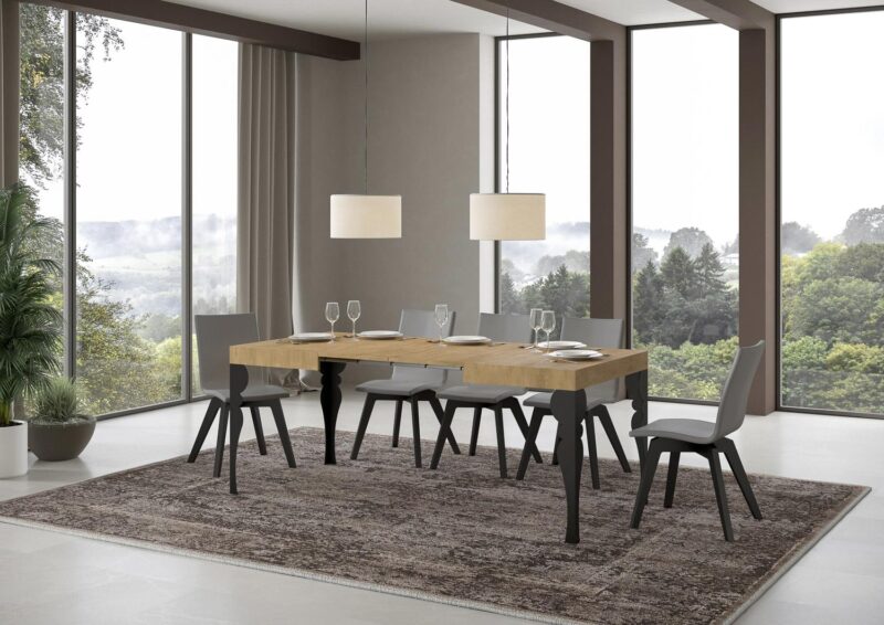 Tavolo allungabile 110/194x70 cm Paxon quercia natura gambe antracite - immagine 3