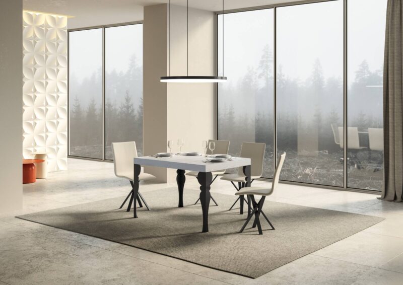Tavolo allungabile 120/224x90 cm Paxon bianco frassino gambe antracite - immagine 2