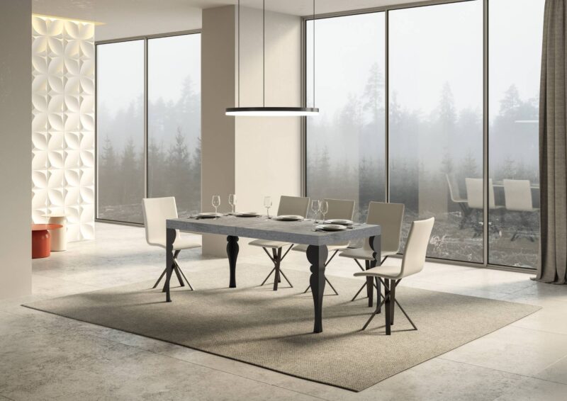 Tavolo allungabile 160/244x80 cm Paxon cemento gambe antracite - immagine 2