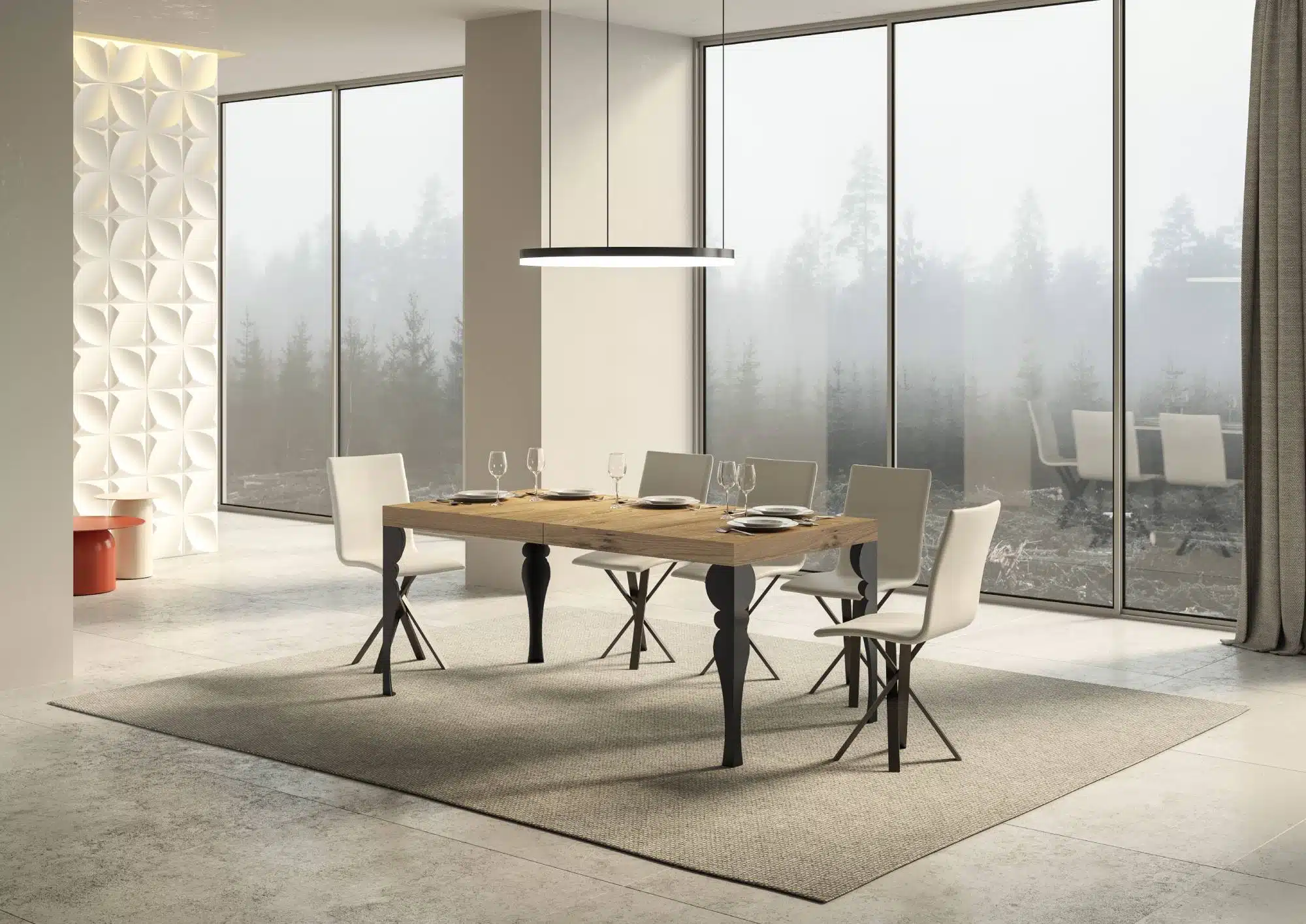 Tavolo allungabile 180/284x90 cm Paxon quercia natura gambe antracite - immagine 2