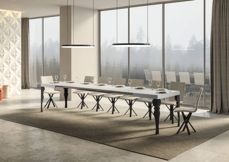 Tavolo allungabile 200/460x90 cm Paxon bianco frassino gambe antracite - immagine 4