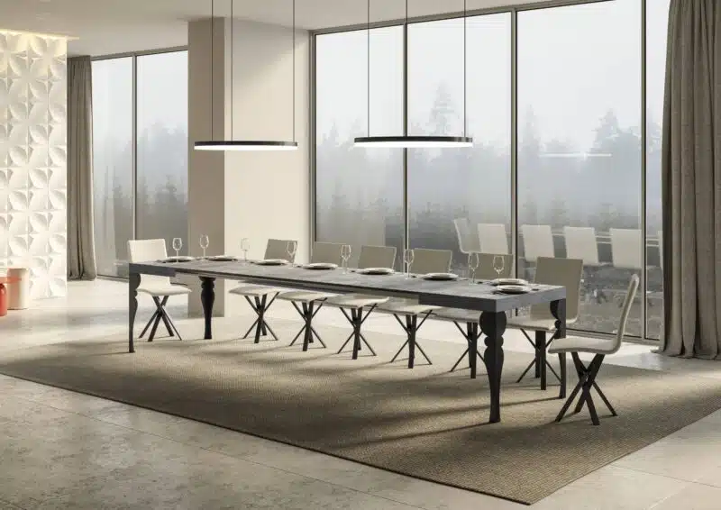 Tavolo allungabile 140/400x90 cm Paxon cemento gambe antracite - foto 4