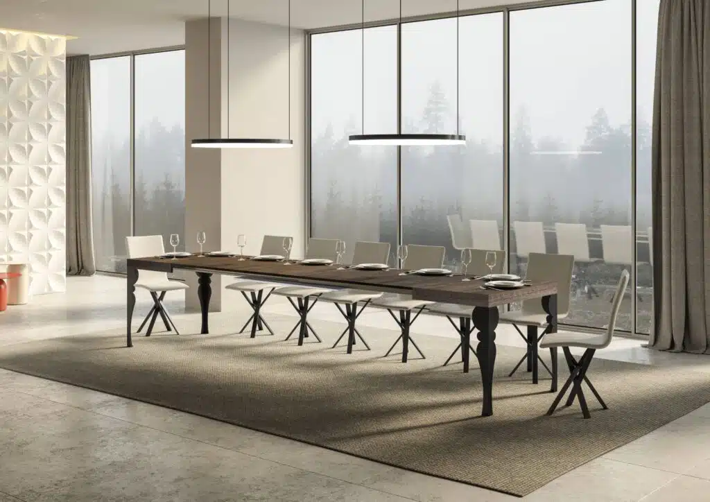 Tavolo allungabile 130/390x90 cm Paxon noce gambe antracite - foto 4