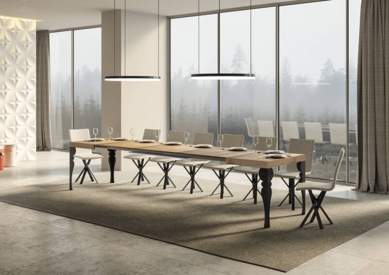 Tavolo allungabile 200/460x90 cm Paxon quercia natura gambe antracite - immagine 4